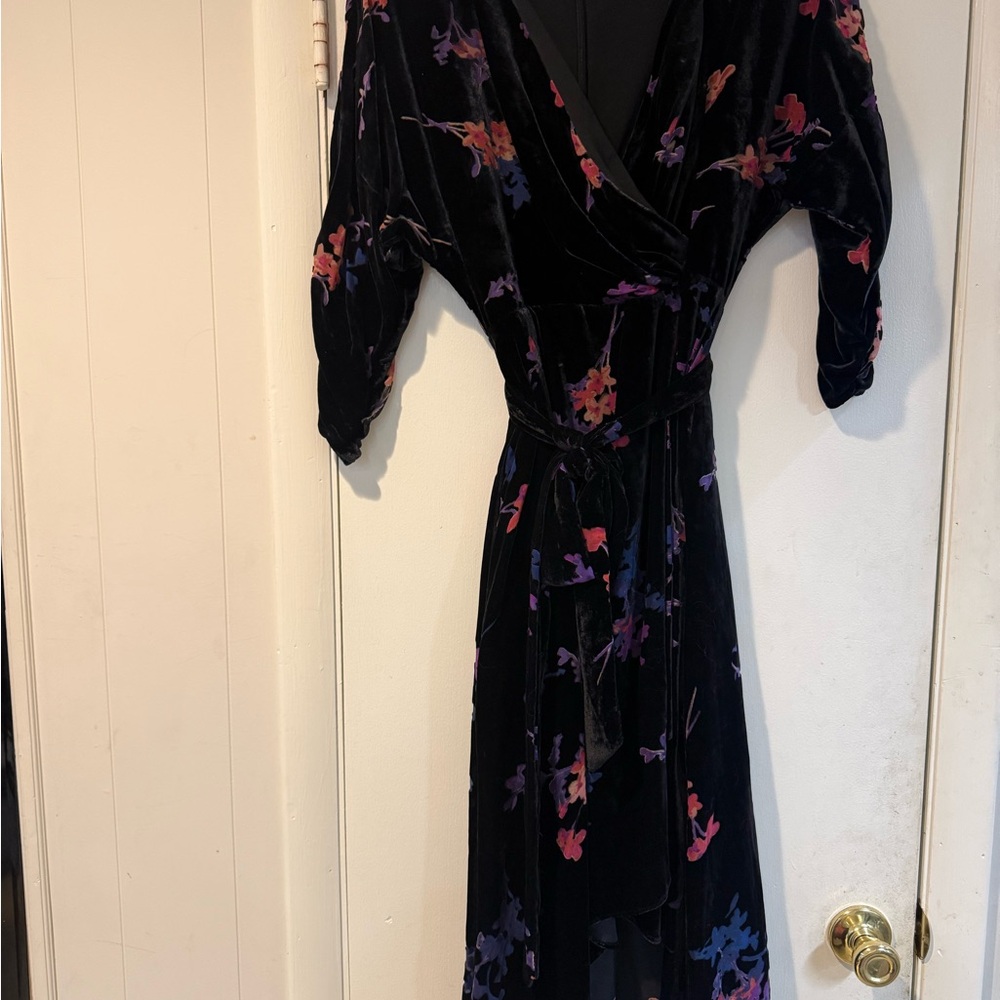 Eliza J Black Floral Velvet Dress 10